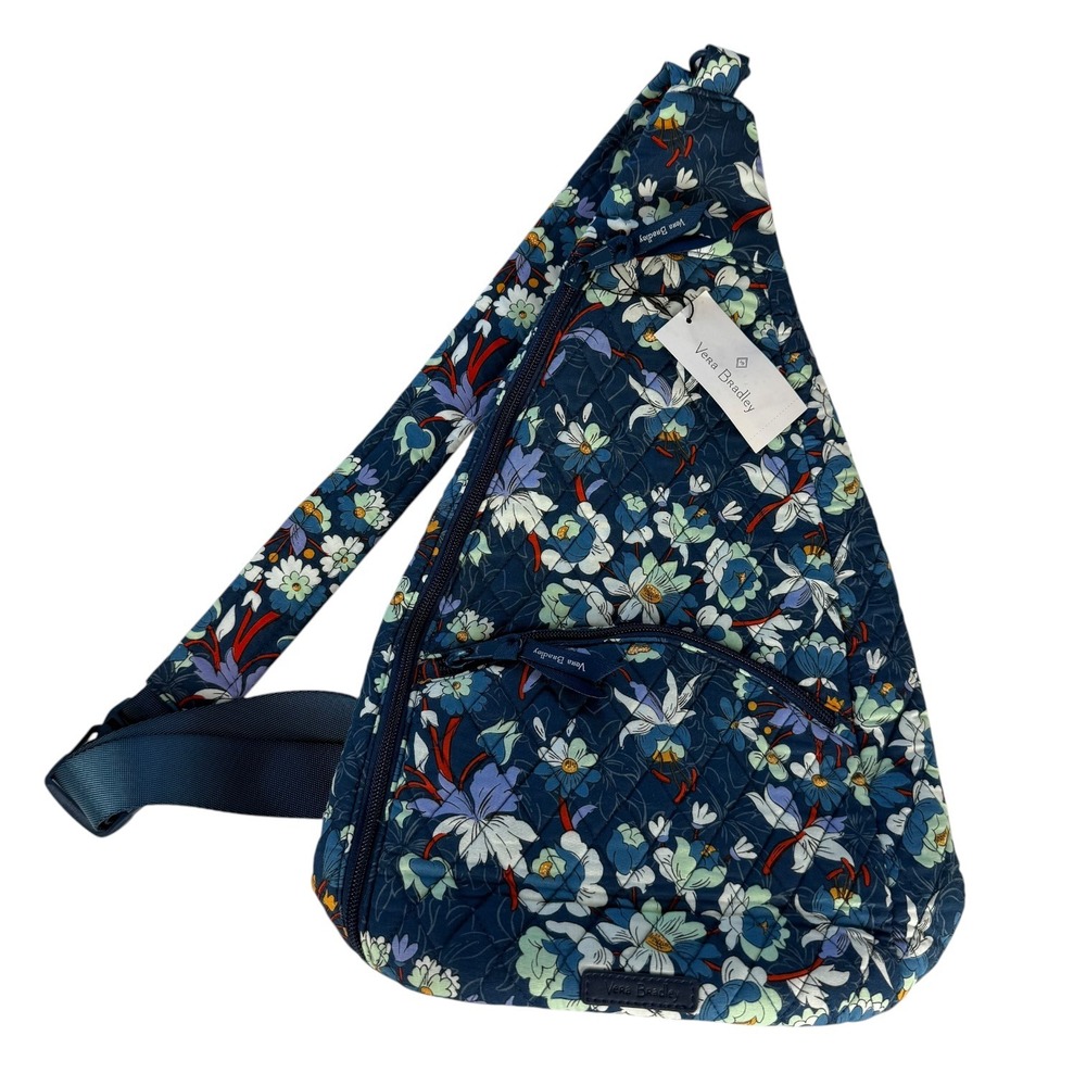 Vera Bradley Essential Sling Backpack Floral Bursts Print Quilted Cotton NWT